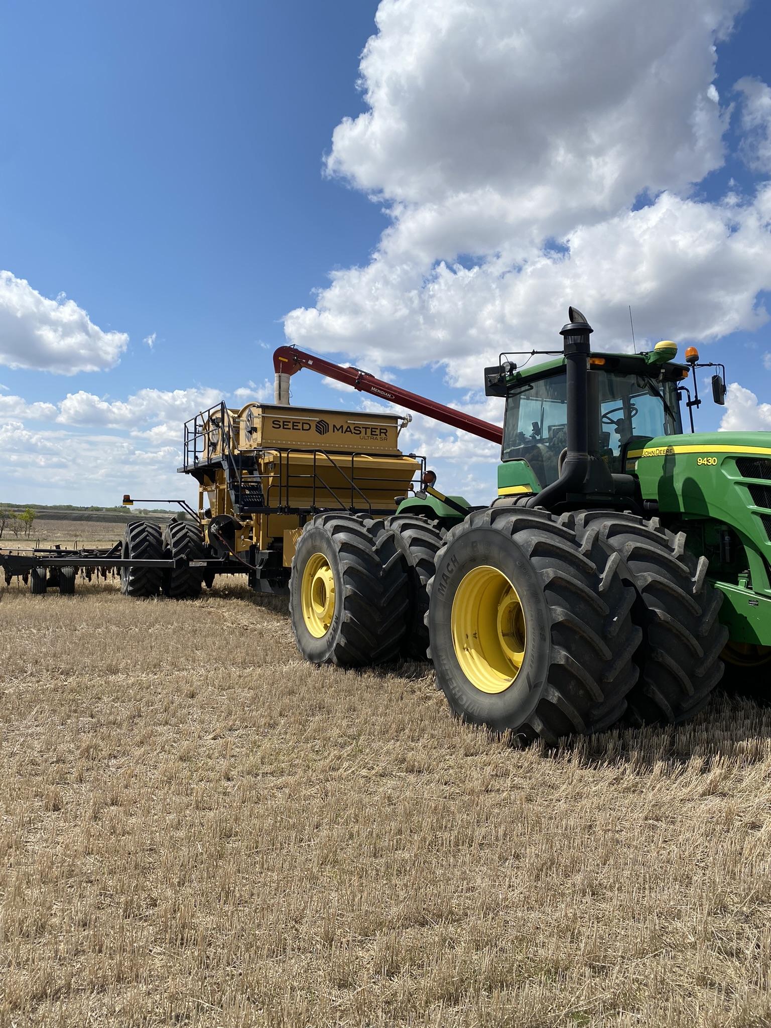 John Deere tractor and seeder