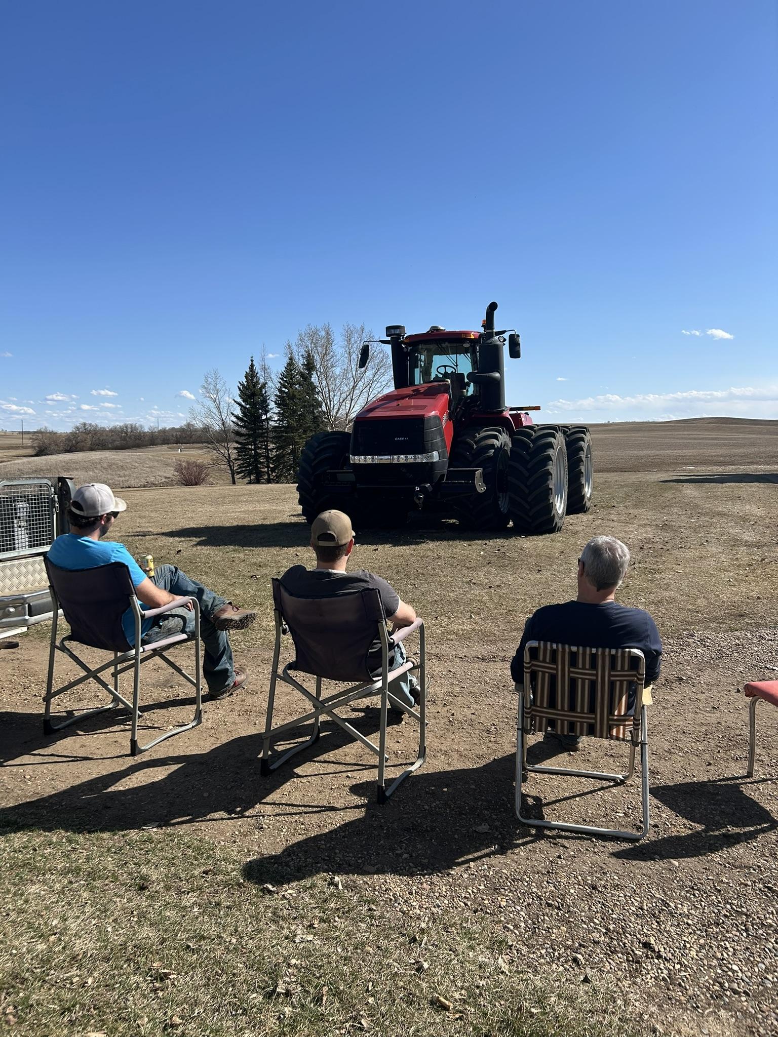 Watching the new tractor