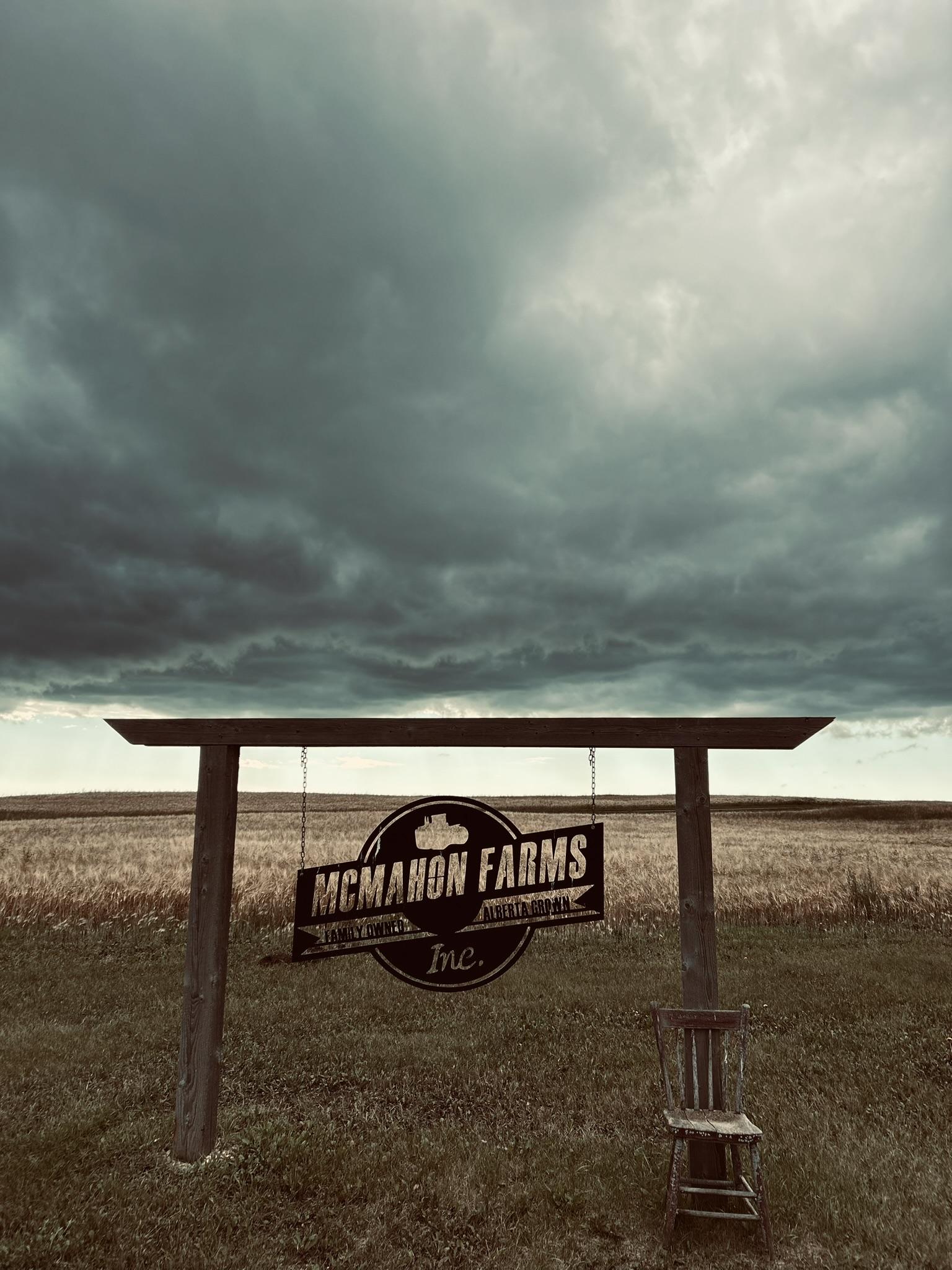 McMahon Farms sign in storm