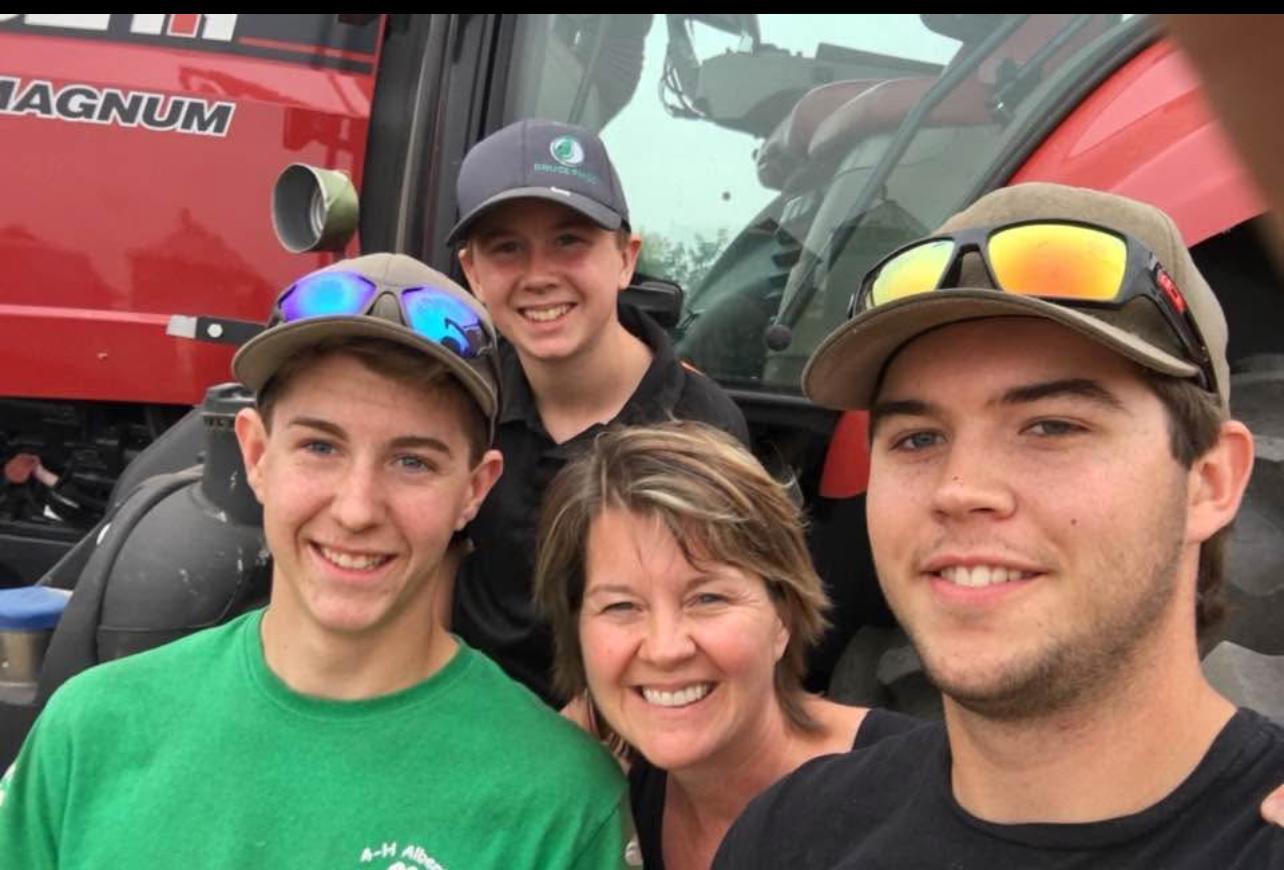 Joanne and the boys at harvest